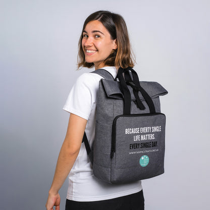 Saving Strays 365 Club Recycled Twin-Handle Roll-Top Backpack