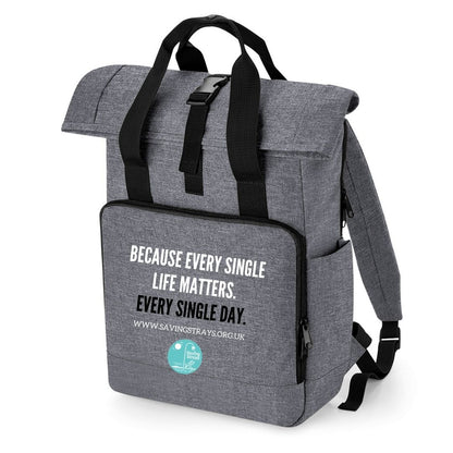 Saving Strays 365 Club Recycled Twin-Handle Roll-Top Backpack